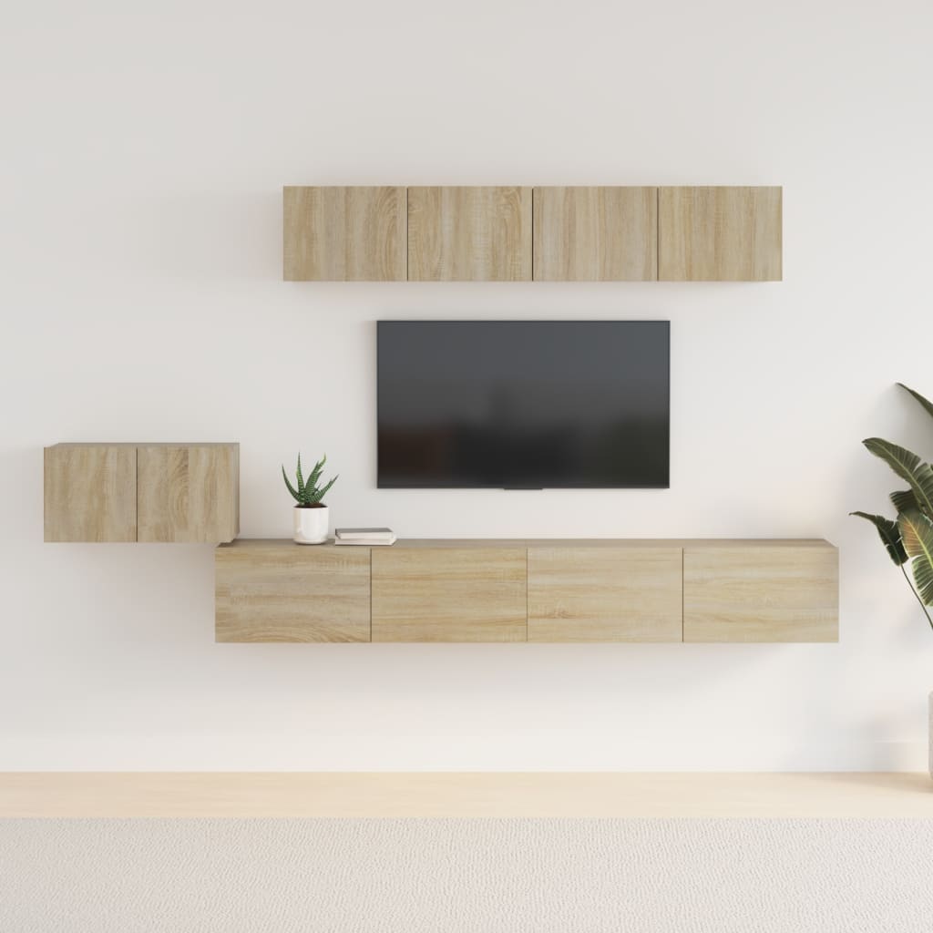 5Dílný Set Tv Skříněk Betonově Šedý Kompozitní Dřevo