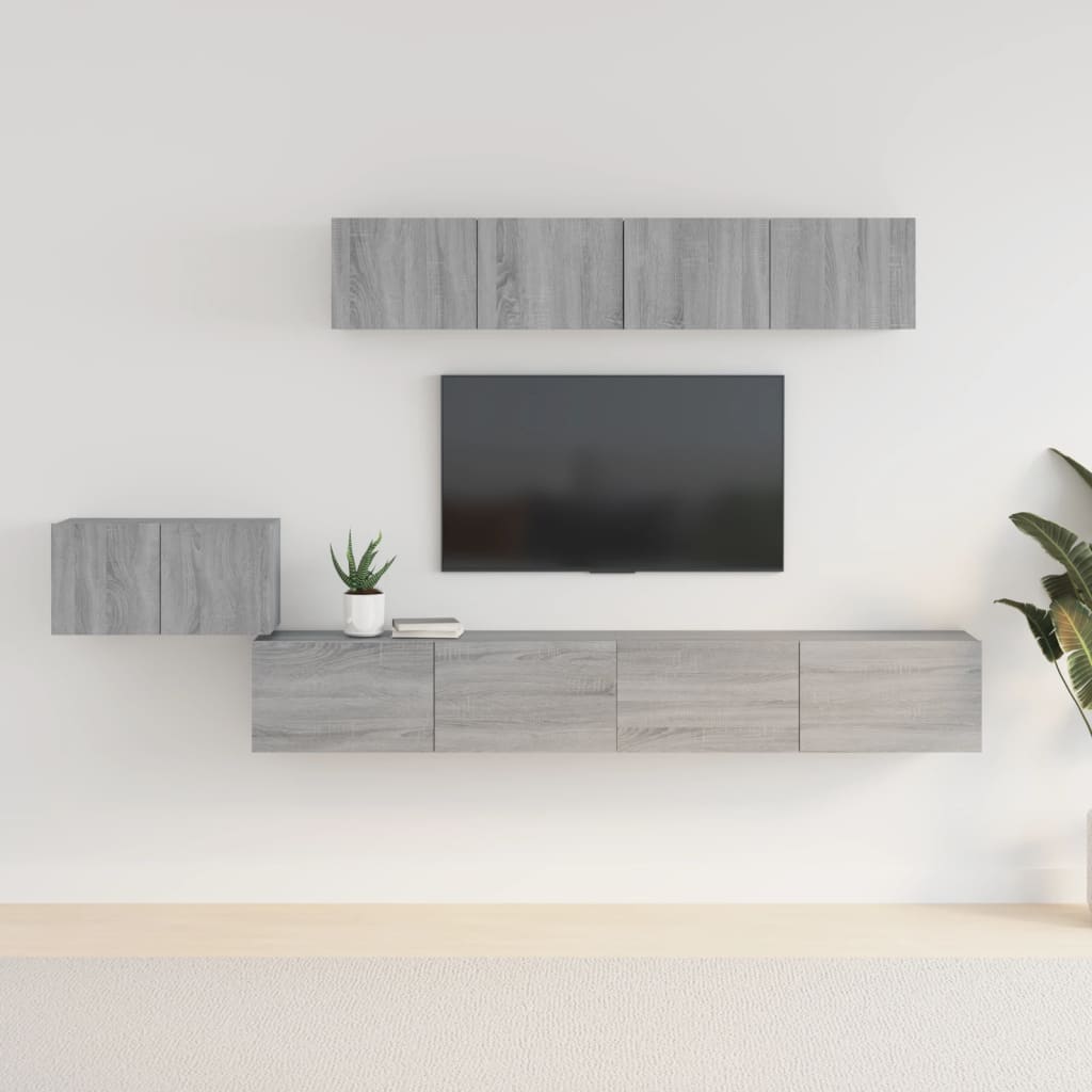 5Dílný Set Tv Skříněk Betonově Šedý Kompozitní Dřevo