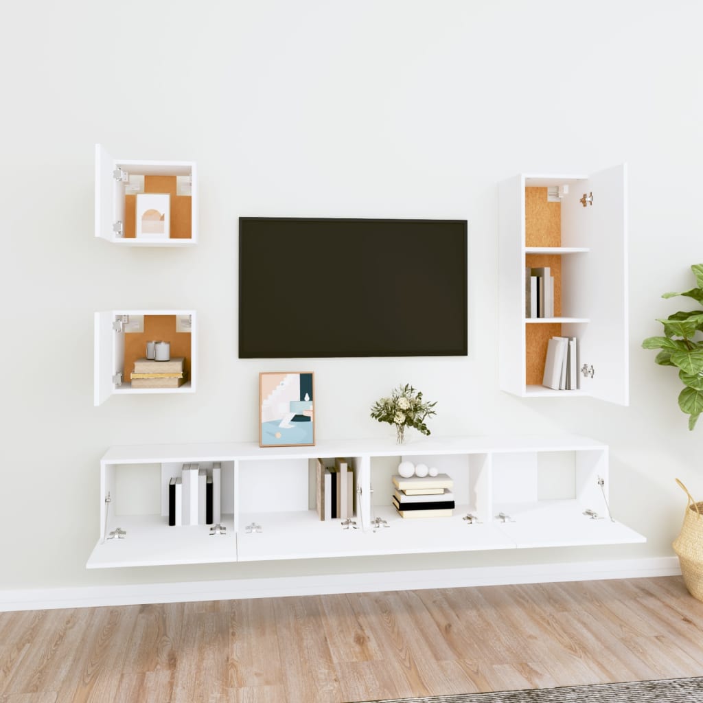 5Dílný Set Tv Skříněk Bílý Kompozitní Dřevo