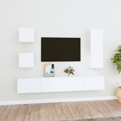 5Dílný Set Tv Skříněk Bílý Kompozitní Dřevo