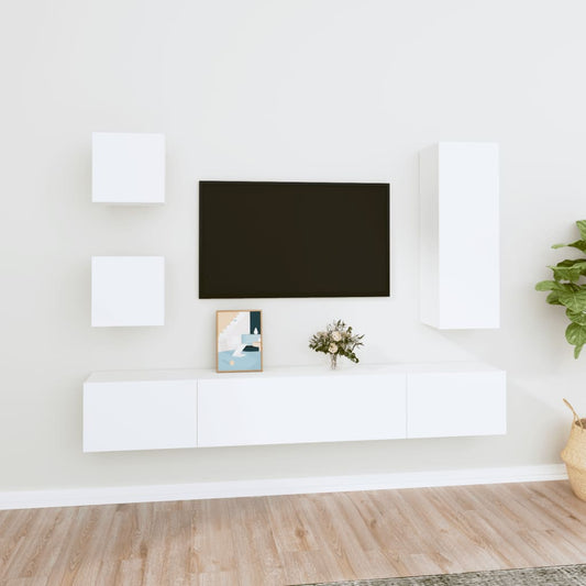 5Dílný Set Tv Skříněk Bílý Kompozitní Dřevo