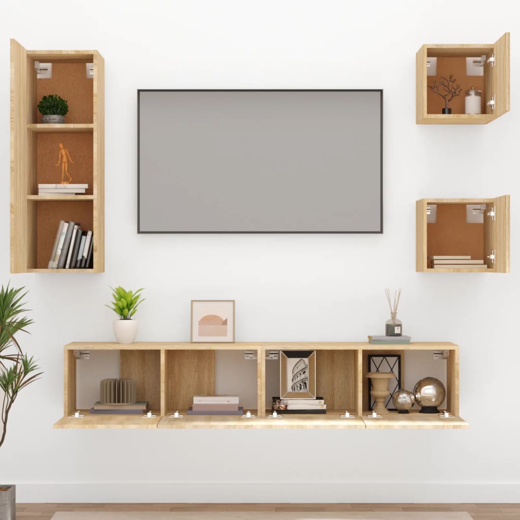 5Dílný Set Tv Skříněk Dub Sonoma Kompozitní Dřevo