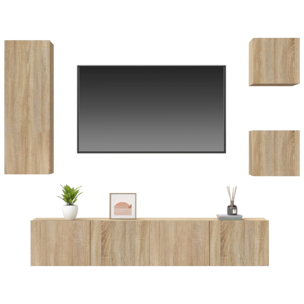 5Dílný Set Tv Skříněk Dub Sonoma Kompozitní Dřevo