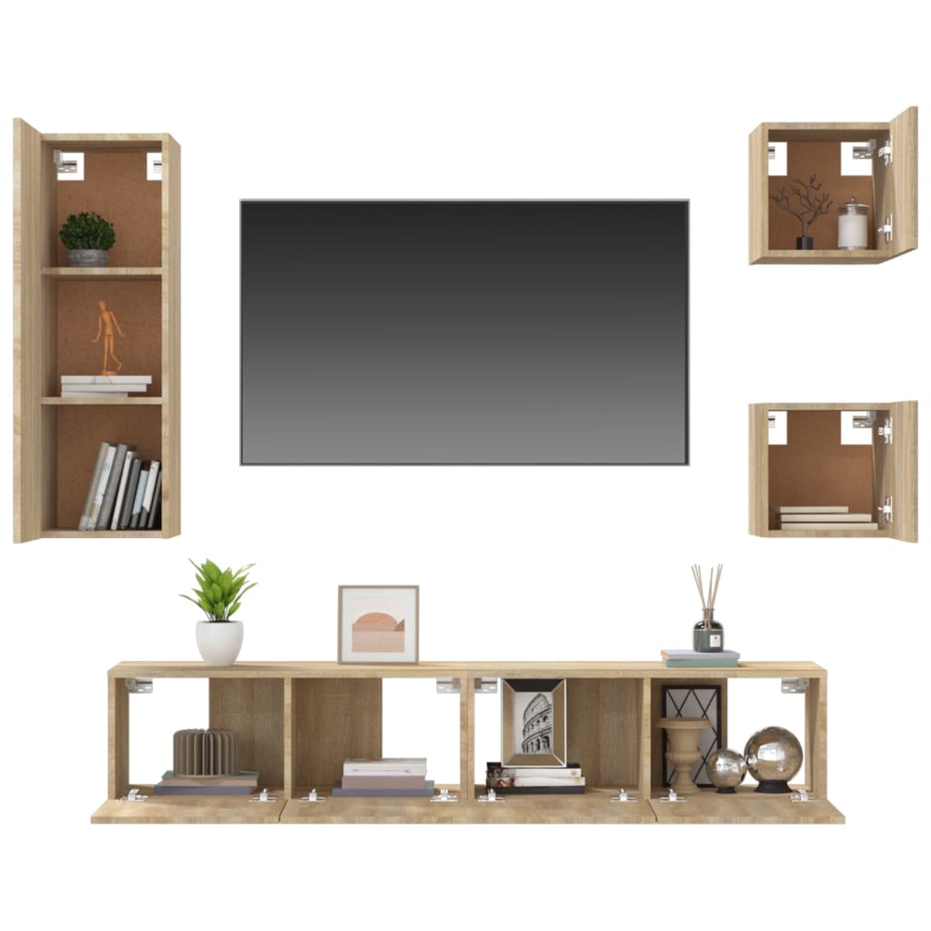 5Dílný Set Tv Skříněk Dub Sonoma Kompozitní Dřevo