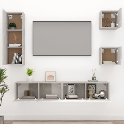 5Dílný Set Tv Skříněk Betonově Šedý Kompozitní Dřevo