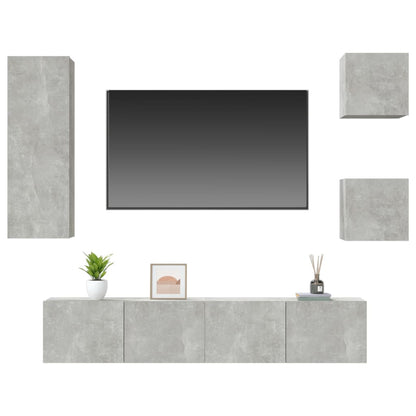 5Dílný Set Tv Skříněk Betonově Šedý Kompozitní Dřevo