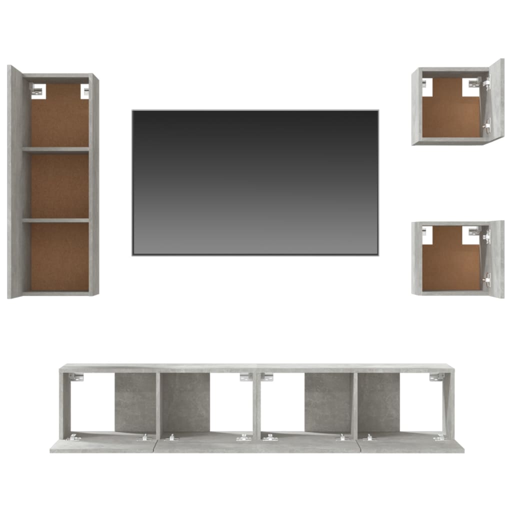 5Dílný Set Tv Skříněk Betonově Šedý Kompozitní Dřevo