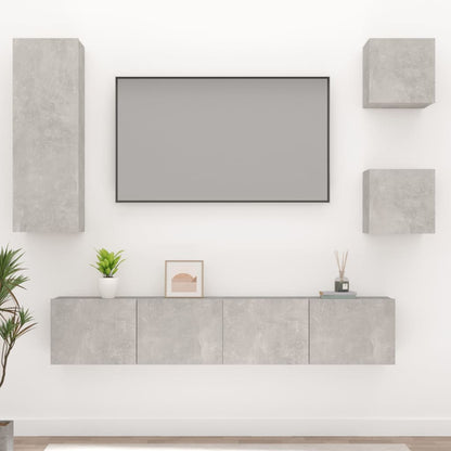 5Dílný Set Tv Skříněk Betonově Šedý Kompozitní Dřevo