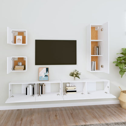 5Dílný Set Tv Skříněk Bílý Kompozitní Dřevo