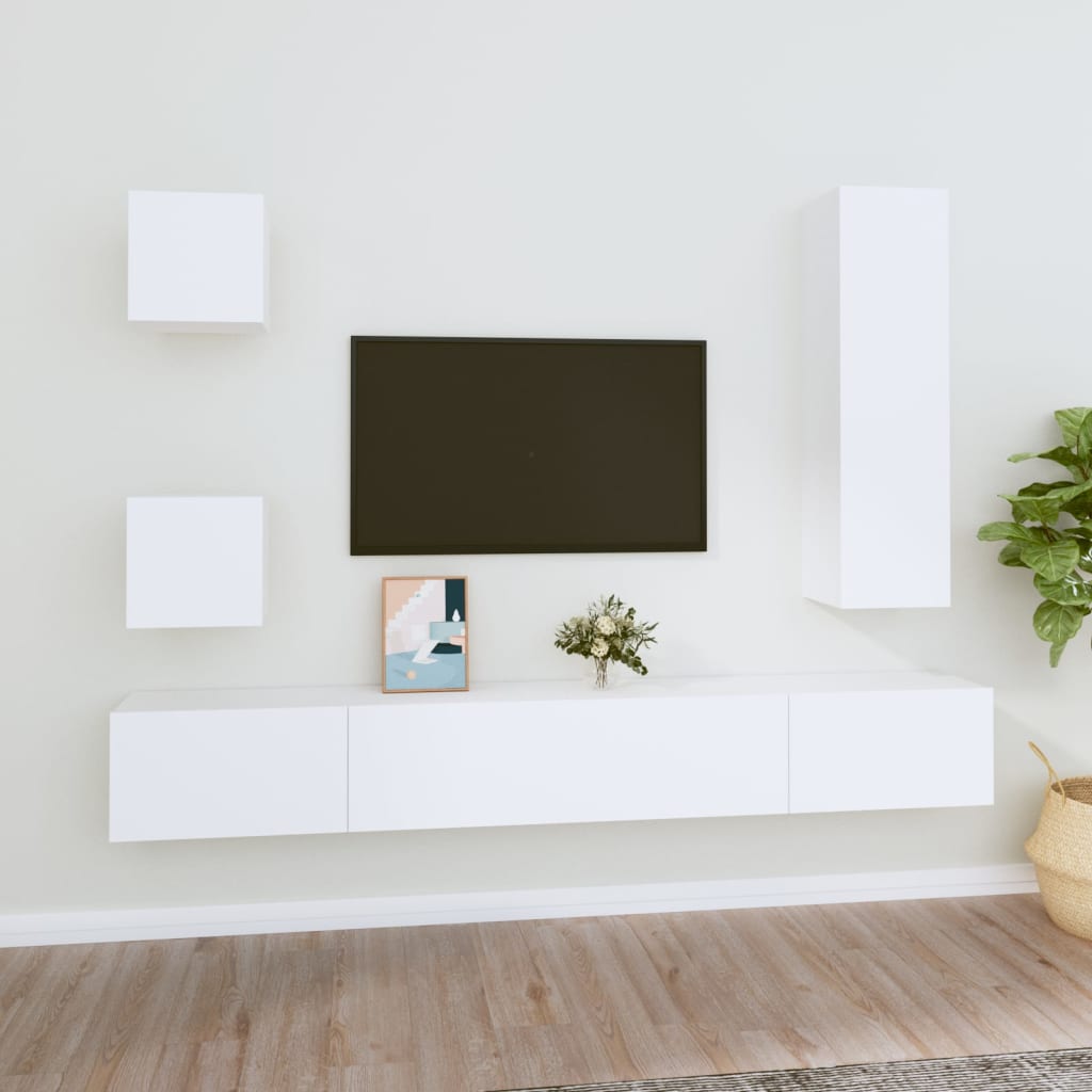 5Dílný Set Tv Skříněk Bílý Kompozitní Dřevo