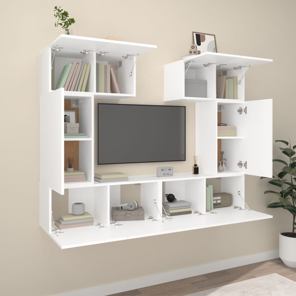 6Dílný Set Tv Skříněk Bílý Kompozitní Dřevo