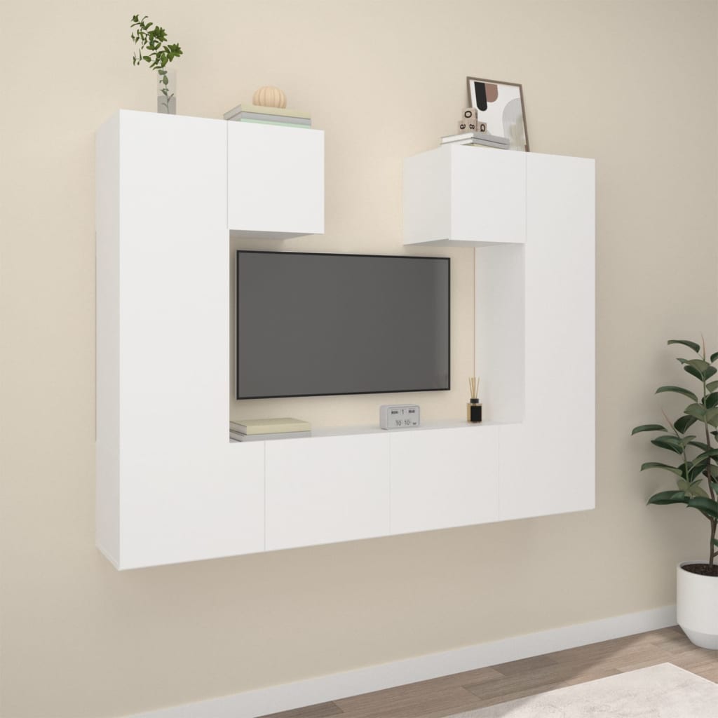 6Dílný Set Tv Skříněk Bílý Kompozitní Dřevo
