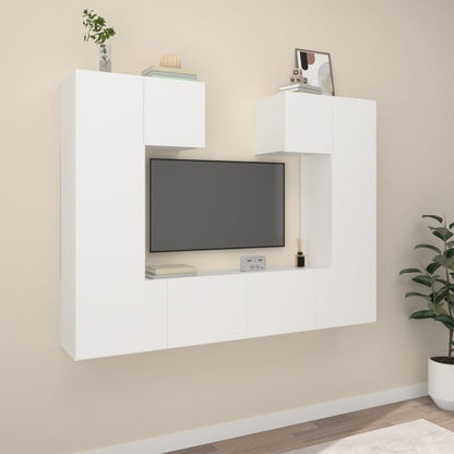 6Dílný Set Tv Skříněk Bílý Kompozitní Dřevo