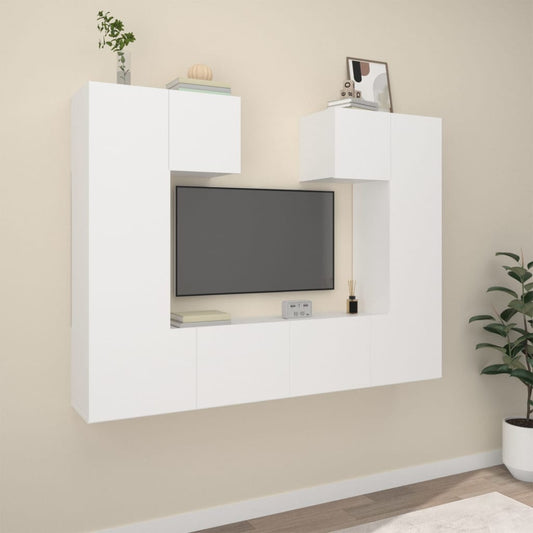 6Dílný Set Tv Skříněk Bílý Kompozitní Dřevo