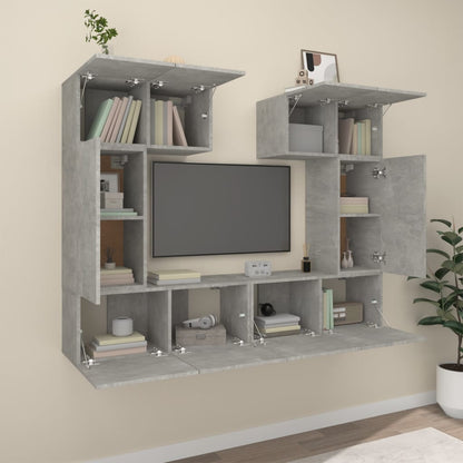 6Dílný Set Tv Skříněk Betonově Šedý Kompozitní Dřevo