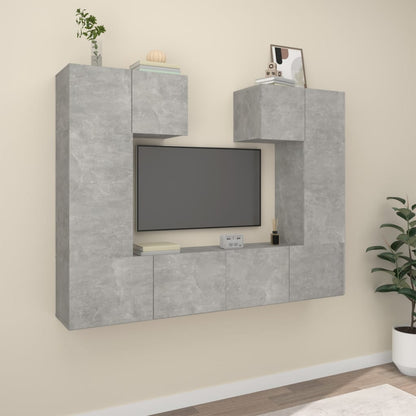 6Dílný Set Tv Skříněk Betonově Šedý Kompozitní Dřevo