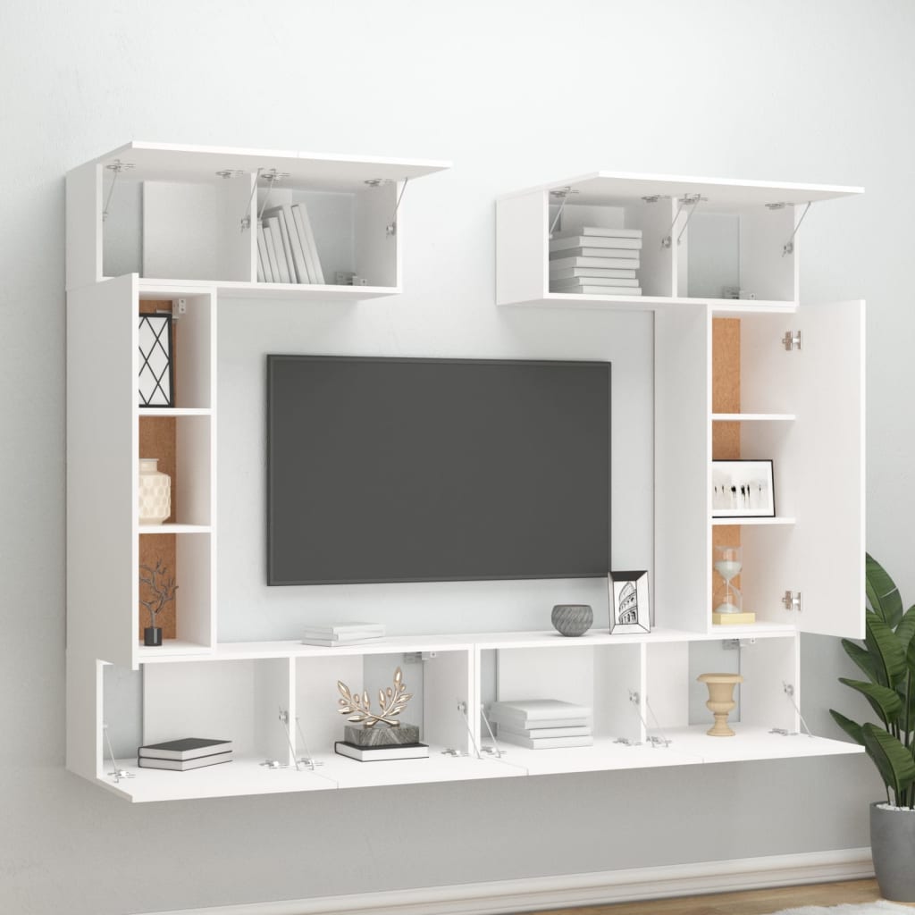 6Dílný Set Tv Skříněk Bílý Kompozitní Dřevo