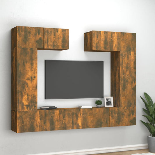 6Dílný Set Tv Skříněk Kouřový Dub Kompozitní Dřevo