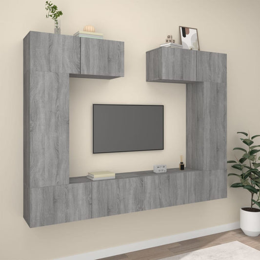 6Dílný Set Tv Skříněk Šedý Sonoma Kompozitní Dřevo