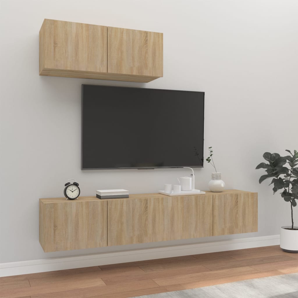 3Dílný Set Tv Skříněk Kompozitní Dřevo
