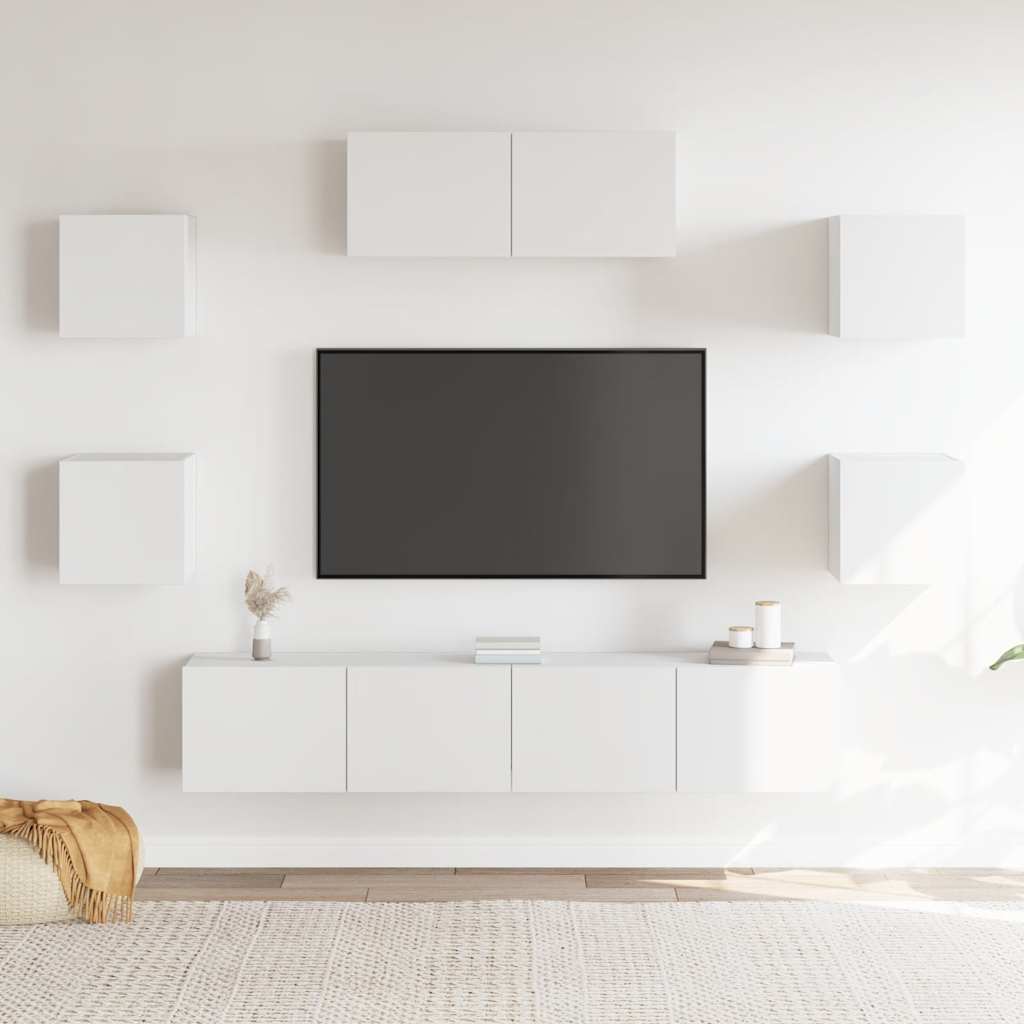 7Dílný Set Tv Skříněk Bílý Kompozitní Dřevo