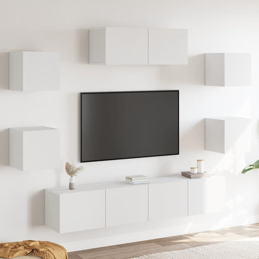 7Dílný Set Tv Skříněk Bílý Kompozitní Dřevo