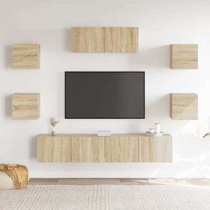 7Dílný Set Tv Skříněk Dub Sonoma Kompozitní Dřevo