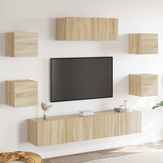 7Dílný Set Tv Skříněk Dub Sonoma Kompozitní Dřevo