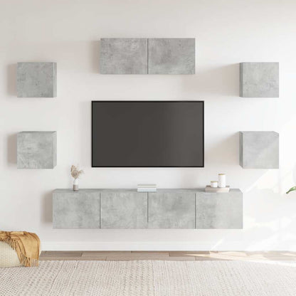 7Dílný Set Tv Skříněk Betonově Šedý Kompozitní Dřevo