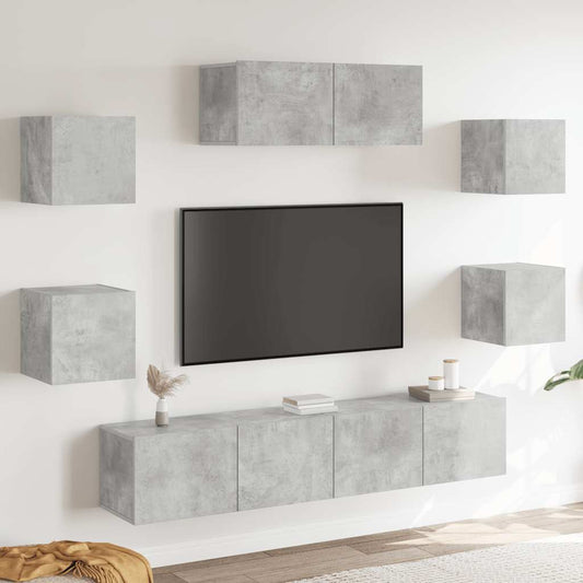 7Dílný Set Tv Skříněk Betonově Šedý Kompozitní Dřevo