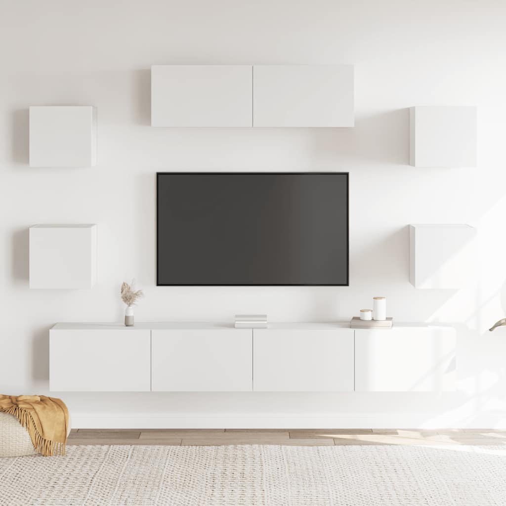 7Dílný Set Tv Skříněk Bílý Kompozitní Dřevo