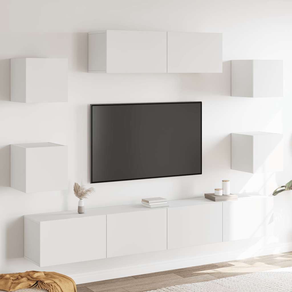 7Dílný Set Tv Skříněk Bílý Kompozitní Dřevo