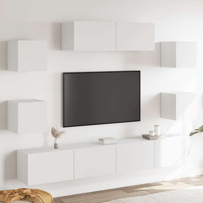 7Dílný Set Tv Skříněk Bílý Kompozitní Dřevo