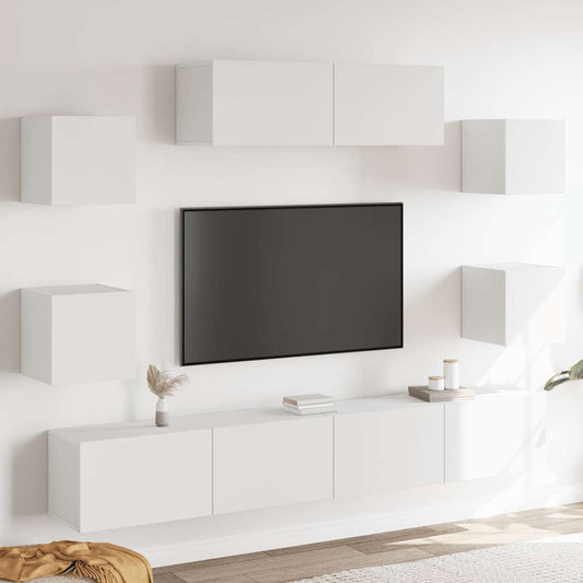 7Dílný Set Tv Skříněk Bílý Kompozitní Dřevo
