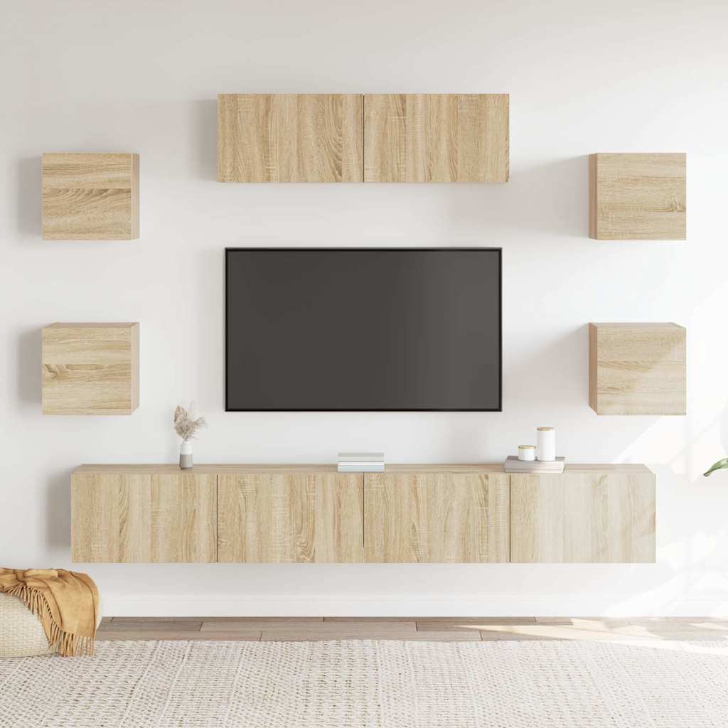7Dílný Set Tv Skříněk Dub Sonoma Kompozitní Dřevo