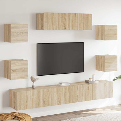 7Dílný Set Tv Skříněk Dub Sonoma Kompozitní Dřevo