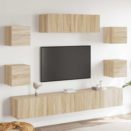 7Dílný Set Tv Skříněk Dub Sonoma Kompozitní Dřevo