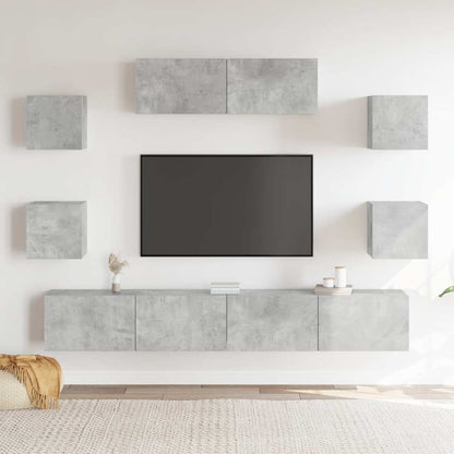 7Dílný Set Tv Skříněk Betonově Šedý Kompozitní Dřevo