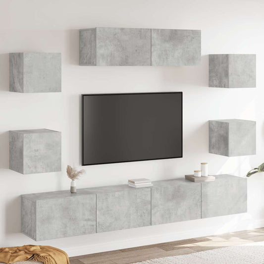7Dílný Set Tv Skříněk Betonově Šedý Kompozitní Dřevo