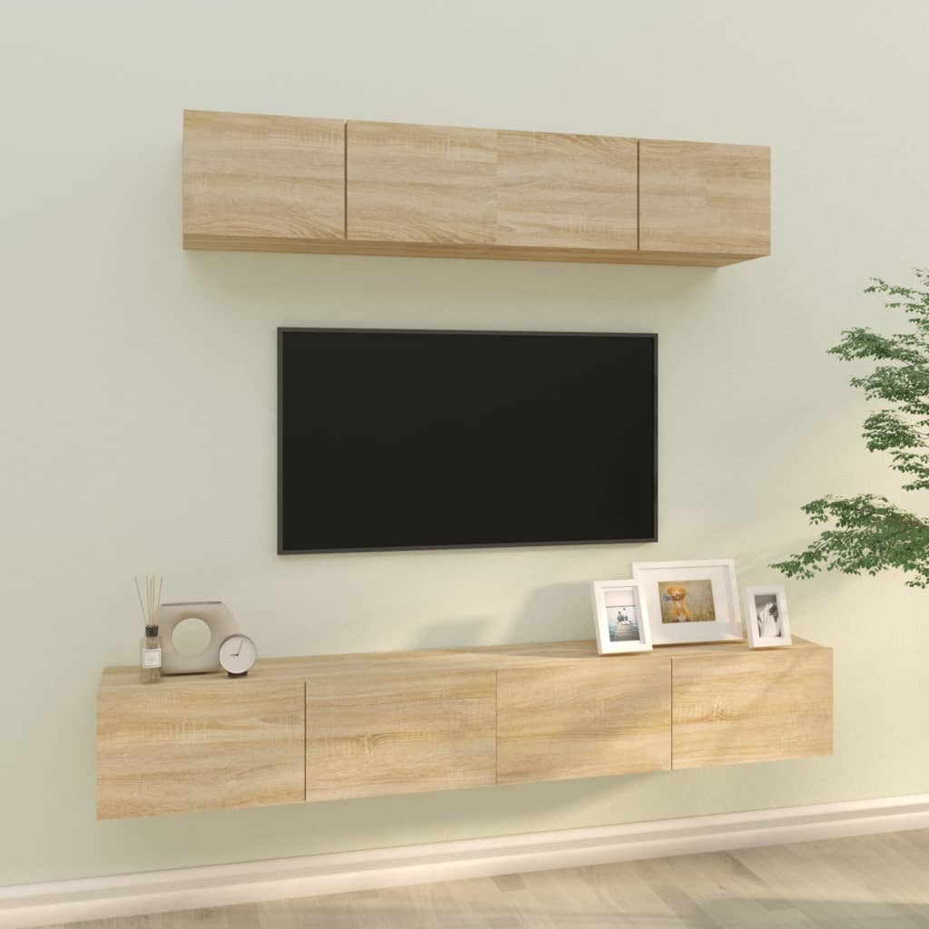 4Dílný Set Tv Skříněk Betonově Šedý Kompozitní Dřevo