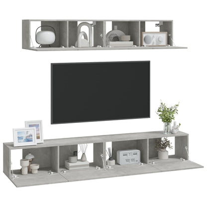 4Dílný Set Tv Skříněk Betonově Šedý Kompozitní Dřevo