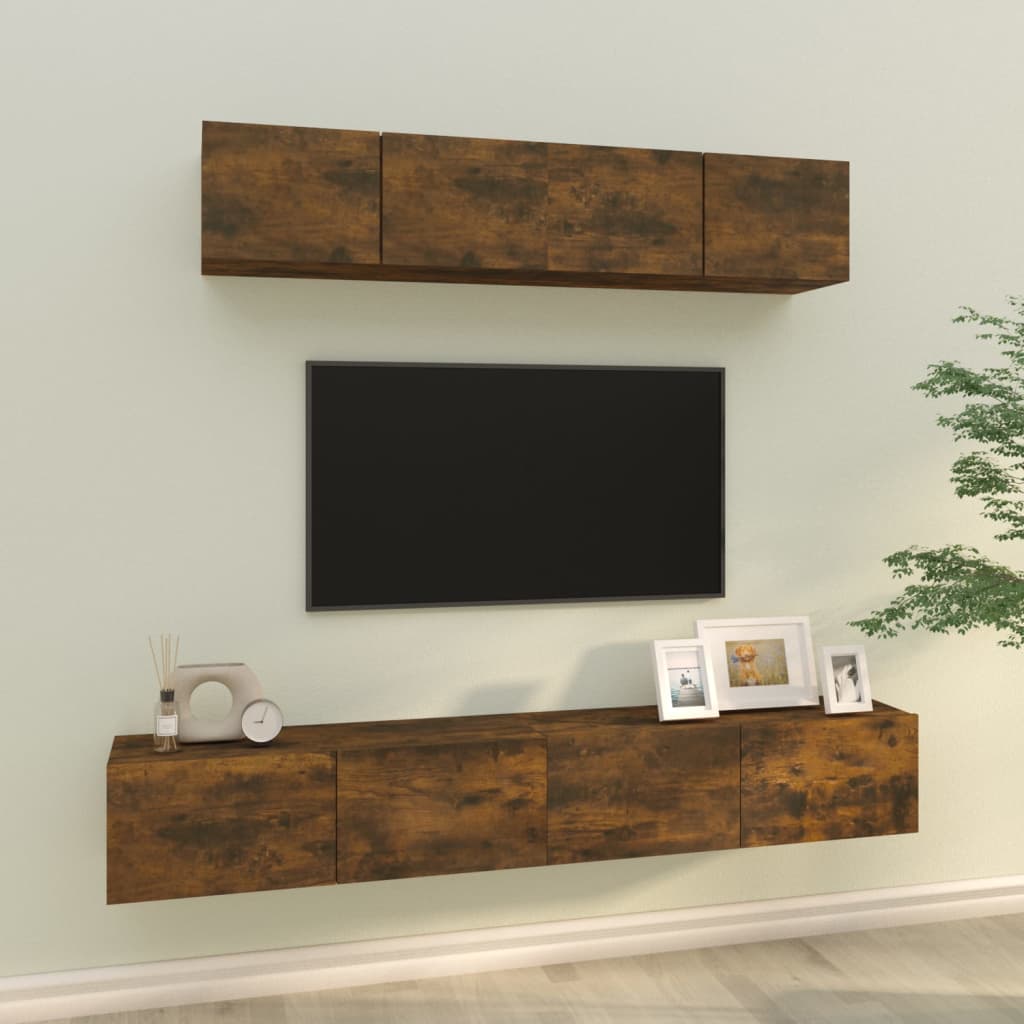 4Dílný Set Tv Skříněk Betonově Šedý Kompozitní Dřevo