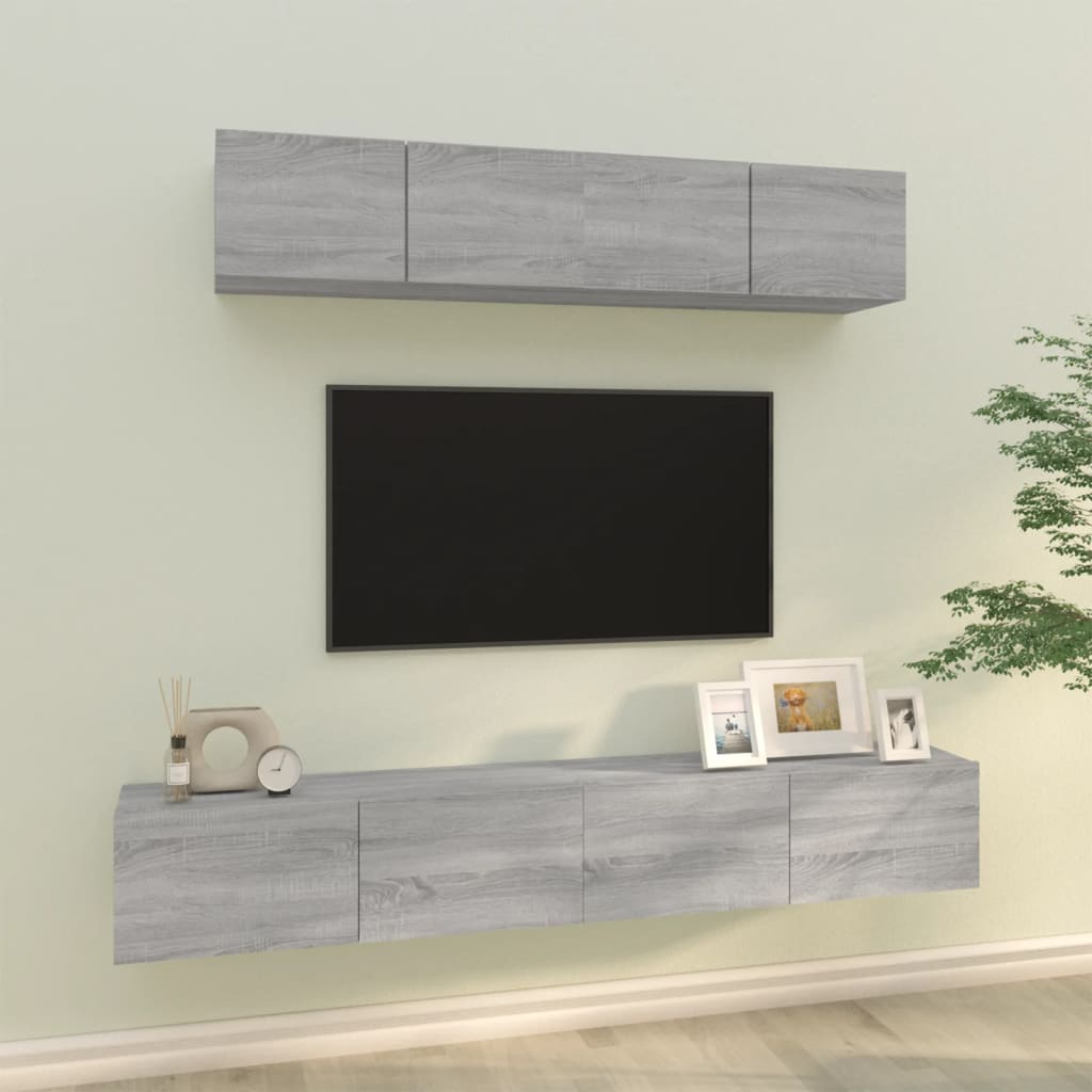 4Dílný Set Tv Skříněk Betonově Šedý Kompozitní Dřevo