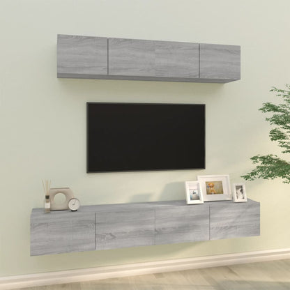 4Dílný Set Tv Skříněk Betonově Šedý Kompozitní Dřevo