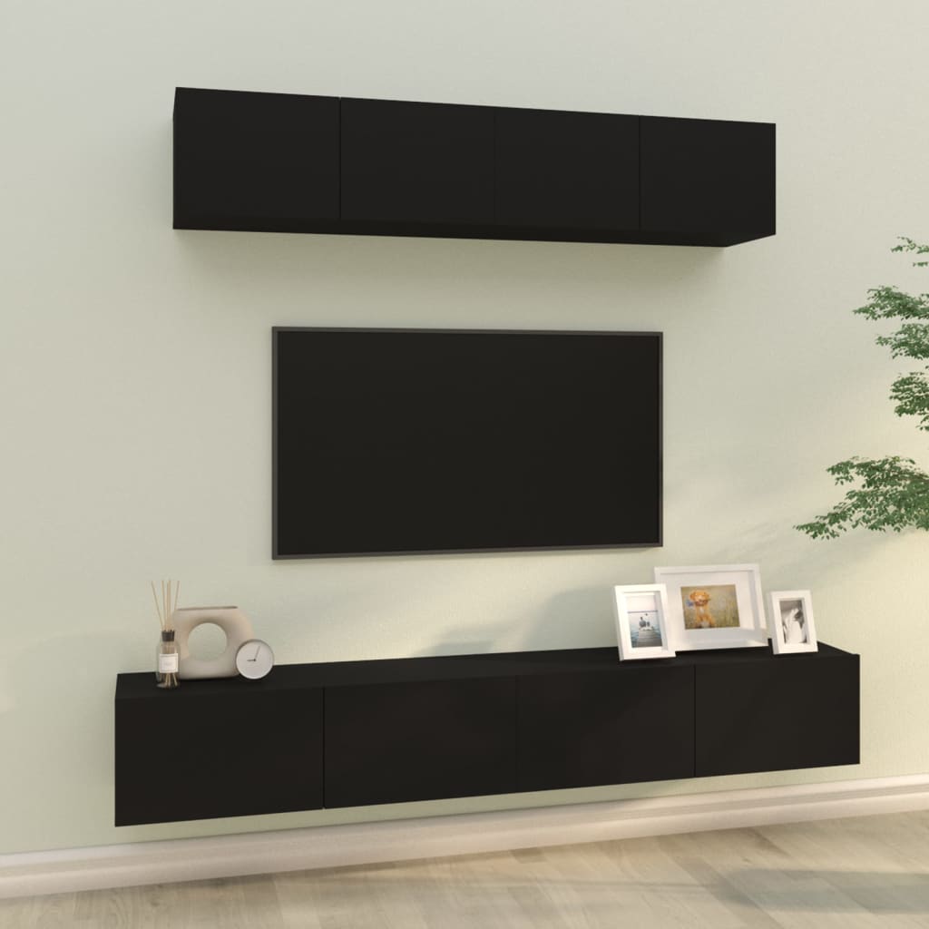 4Dílný Set Tv Skříněk Betonově Šedý Kompozitní Dřevo