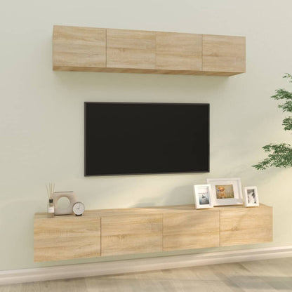 4Dílný Set Tv Skříněk Betonově Šedý Kompozitní Dřevo