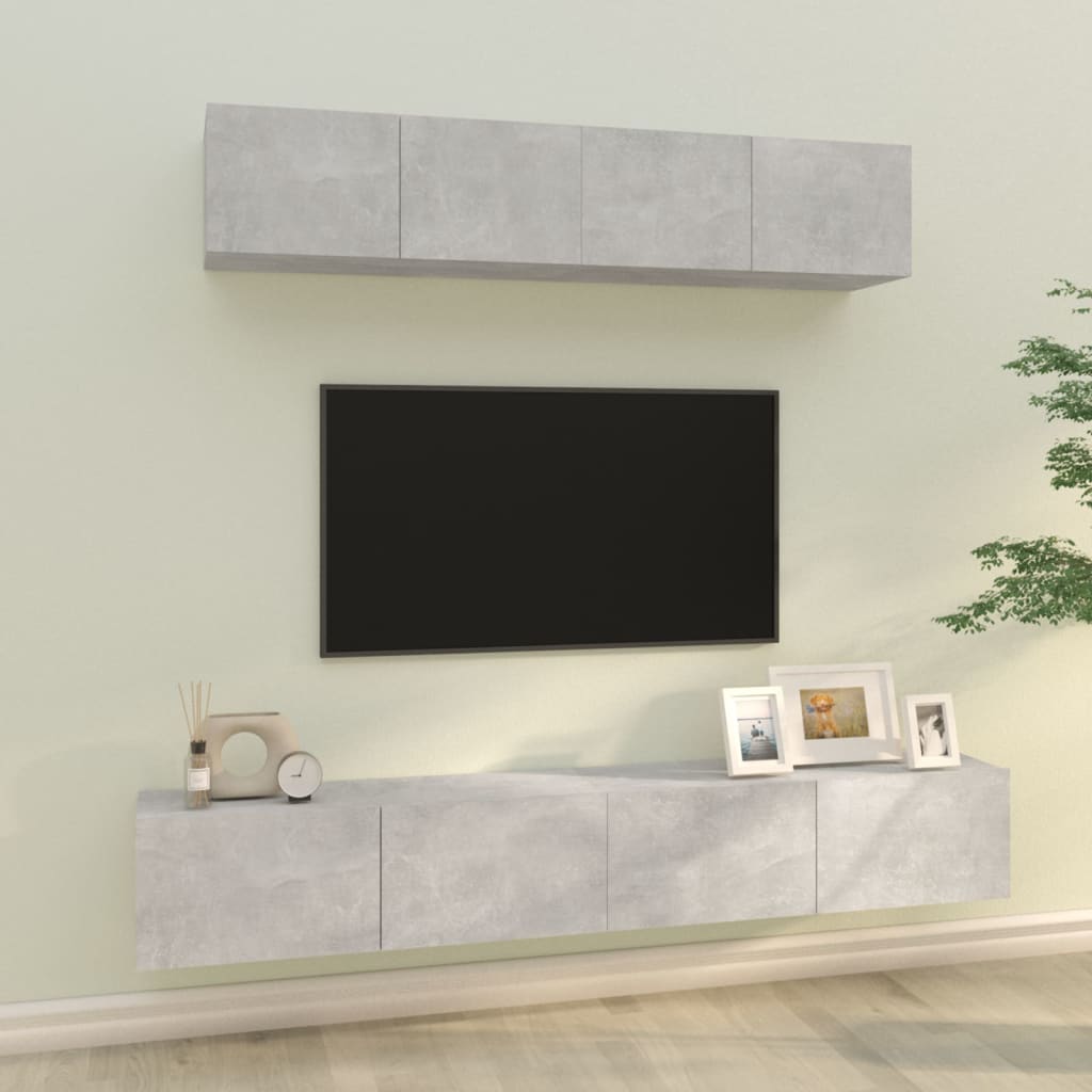 4Dílný Set Tv Skříněk Betonově Šedý Kompozitní Dřevo