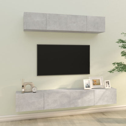 4Dílný Set Tv Skříněk Betonově Šedý Kompozitní Dřevo