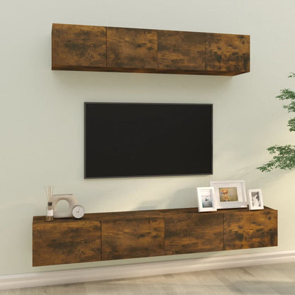 4Dílný Set Tv Skříněk Betonově Šedý Kompozitní Dřevo