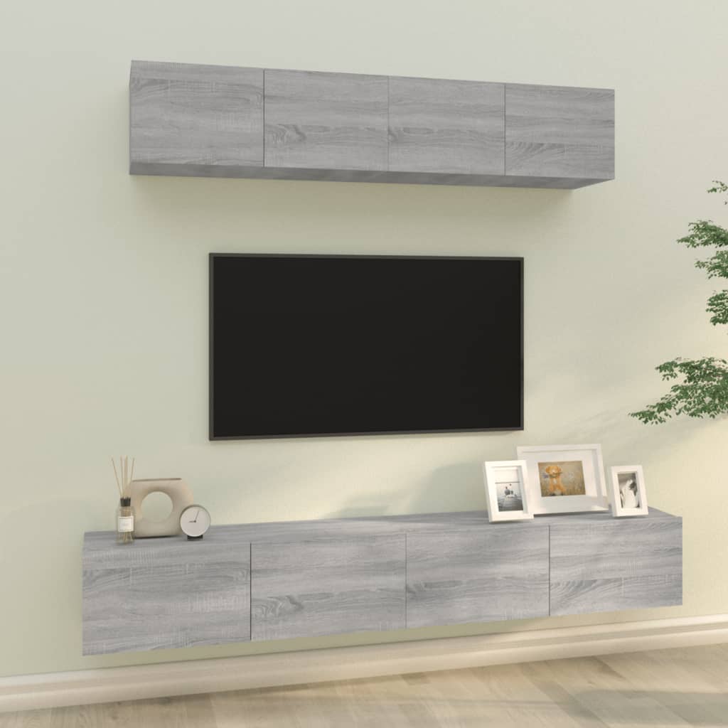 4Dílný Set Tv Skříněk Betonově Šedý Kompozitní Dřevo